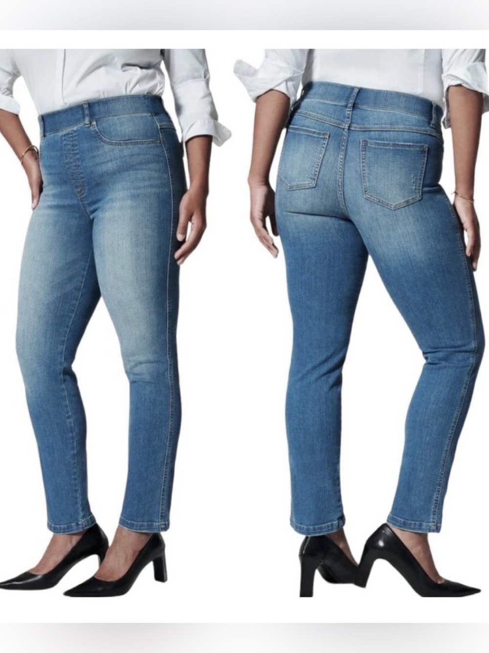 Spanx EveryWear Vintage Indigo High Rise Straight Leg Ankle Pull On Jeans 3XL